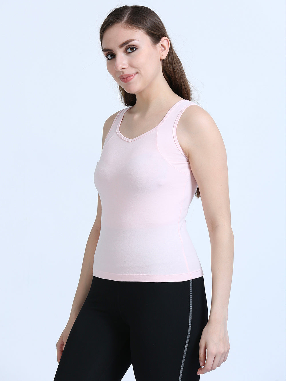 Dogwood Pink and Canary Green Wide-Strap Organic Cotton Camisole for Women-Pack of 2