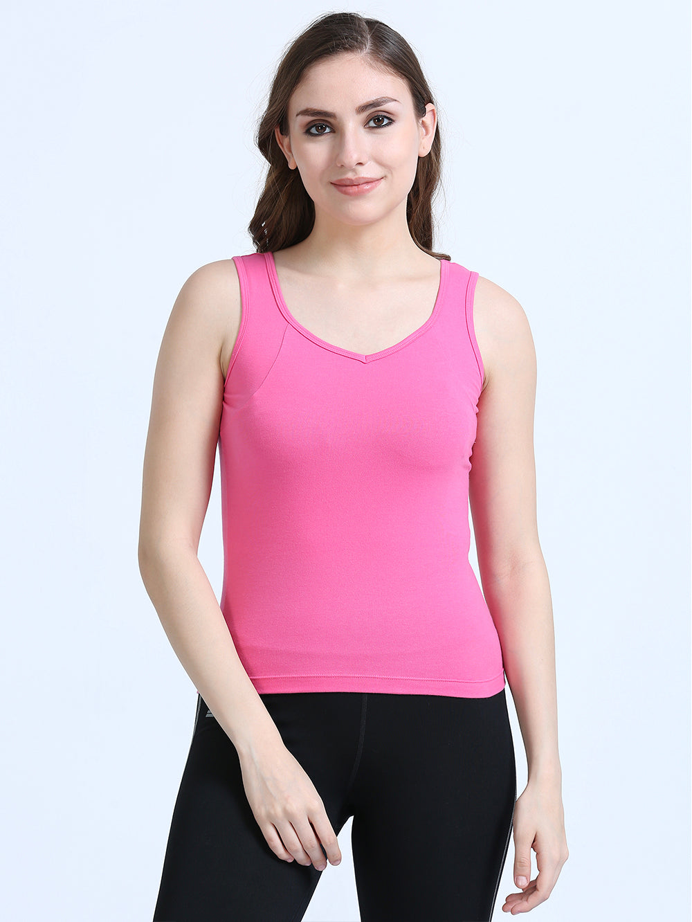 Dogwood Pink and Fandango Pink Wide-Strap Organic Cotton Camisole for Women-Pack of 2