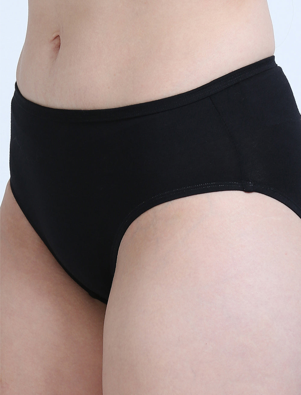 Black and Medieval Blue Organic Cotton Hipster Panty for Women - Pack of 2