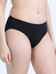 Organic Cotton Womens Mid-Waist Panty - Black