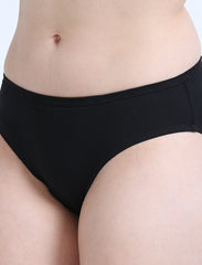 Organic Cotton Womens Mid-Waist Panty - Black