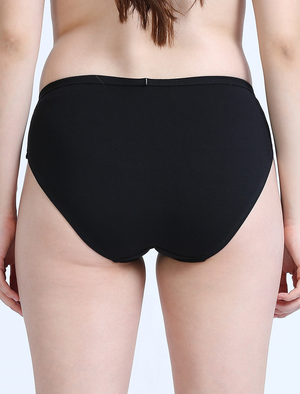 Black Organic Cotton Mid-Waist Panty for Women. Pack of 2.