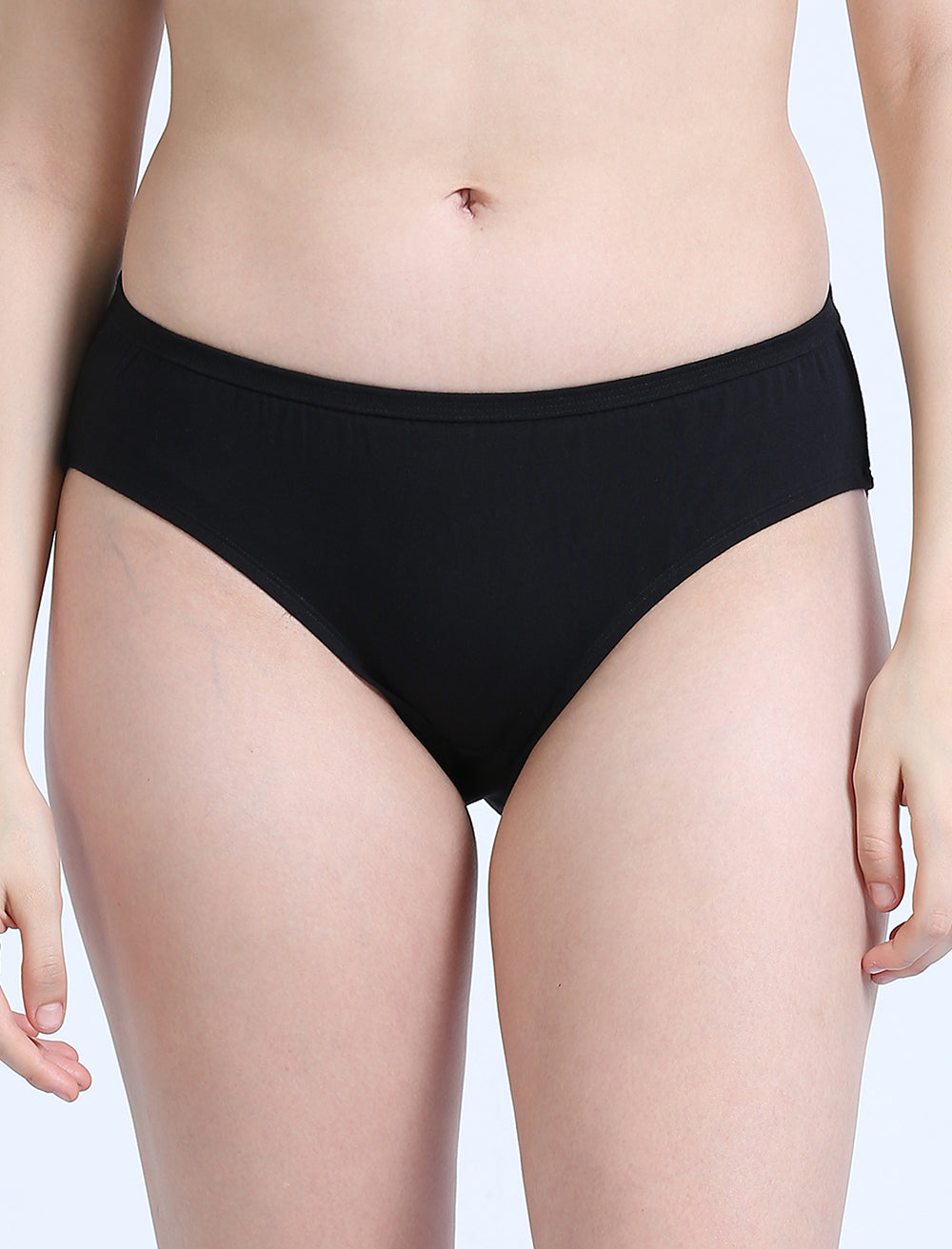 Black Organic Cotton Mid-Waist Panty for Women. Pack of 2.