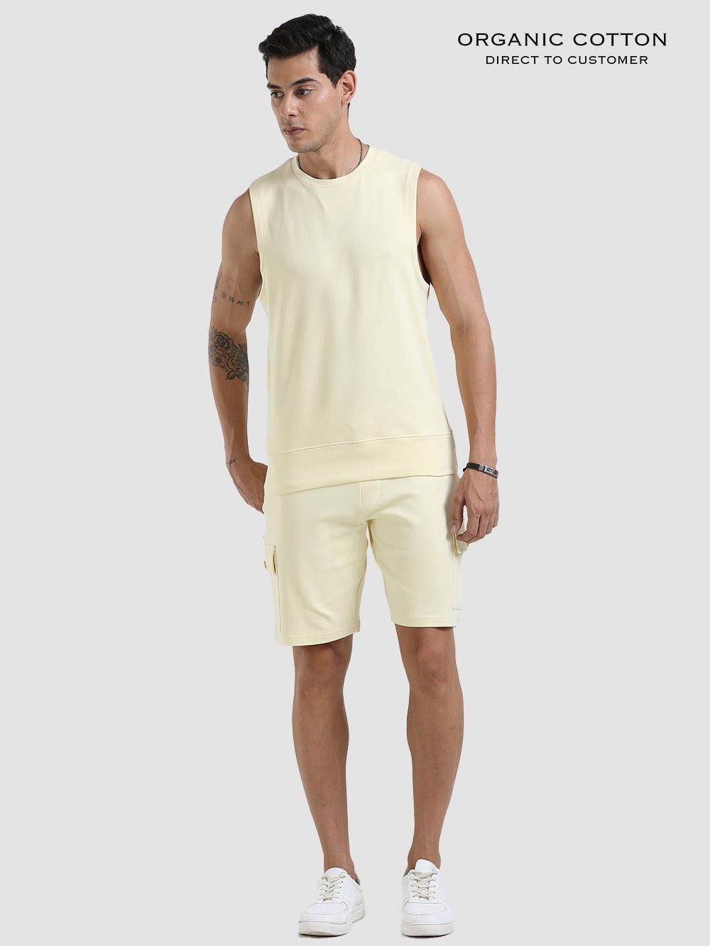 Baby Yellow Textured Organic Cotton Men's Co-Ord Set