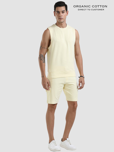 Baby Yellow Textured Organic Cotton Men's Co-Ord Set