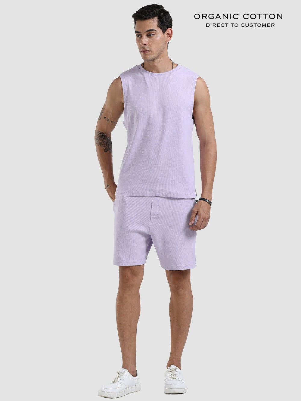 Orchid Petal Breathable Ribbed Organic Cotton Men's Co-Ord Set