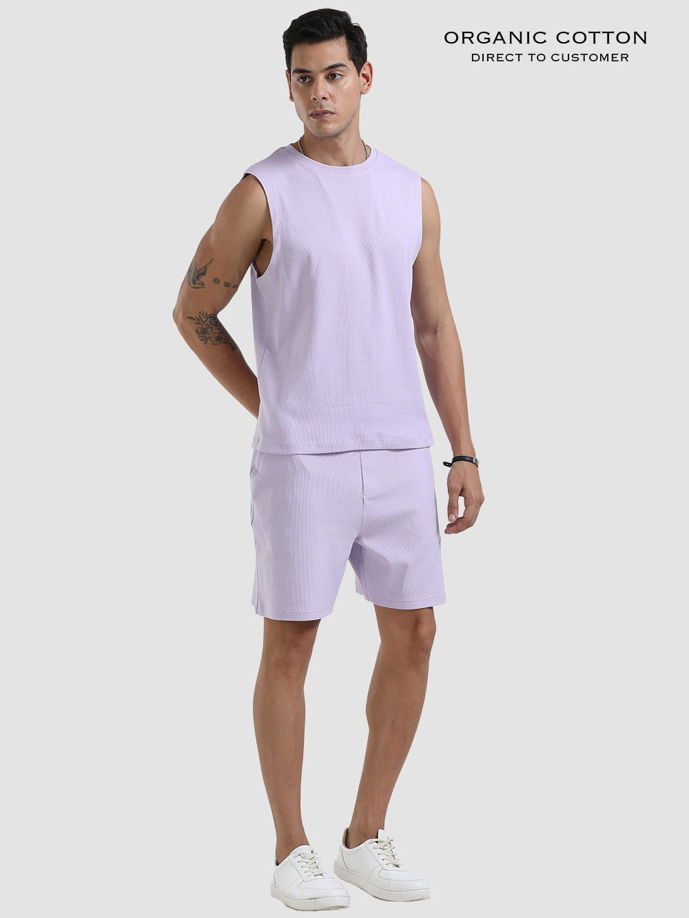 Orchid Petal Breathable Ribbed Organic Cotton Men's Co-Ord Set