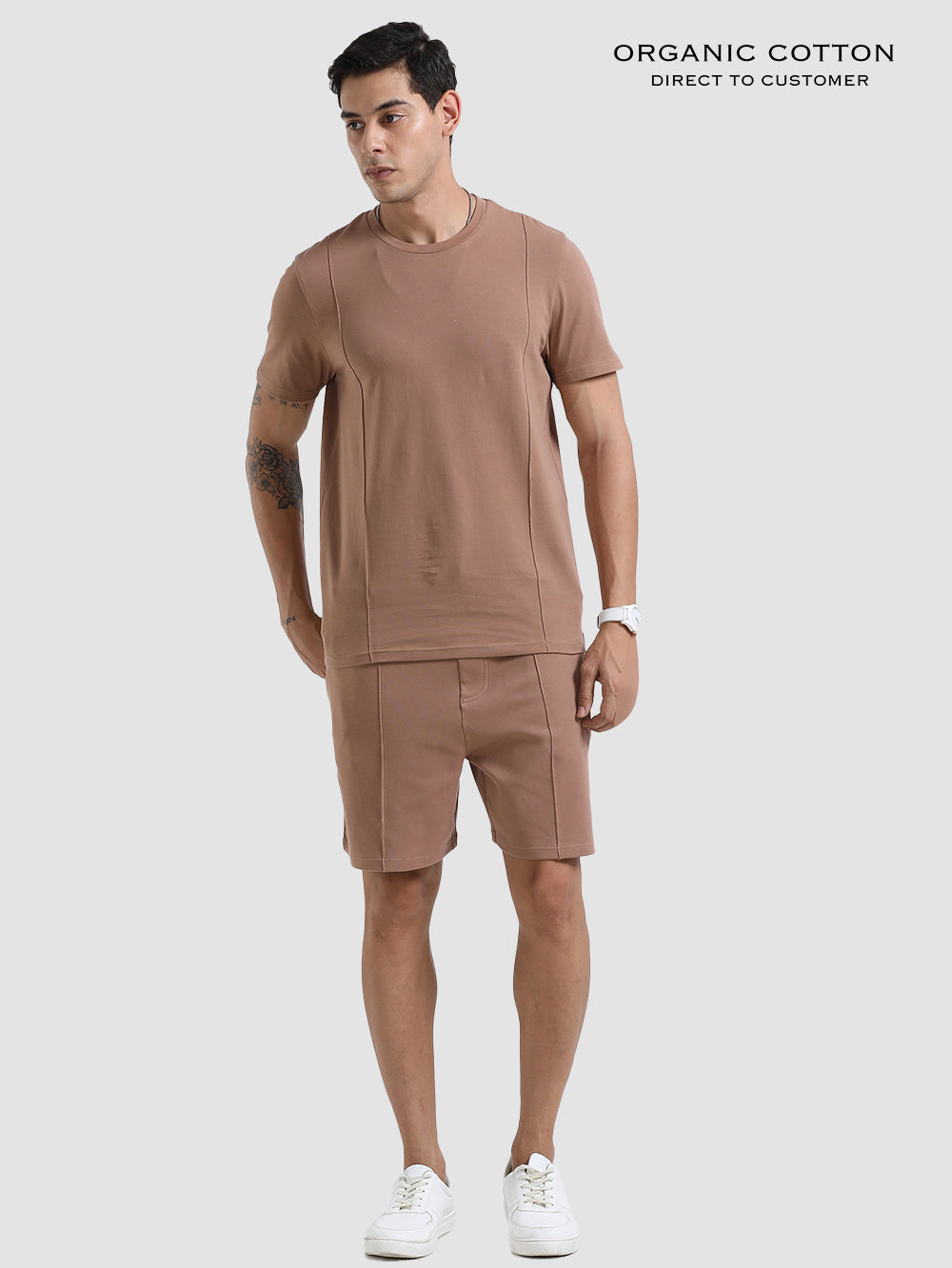 Wood Brown Organic Cotton Mens Co-Ord Set