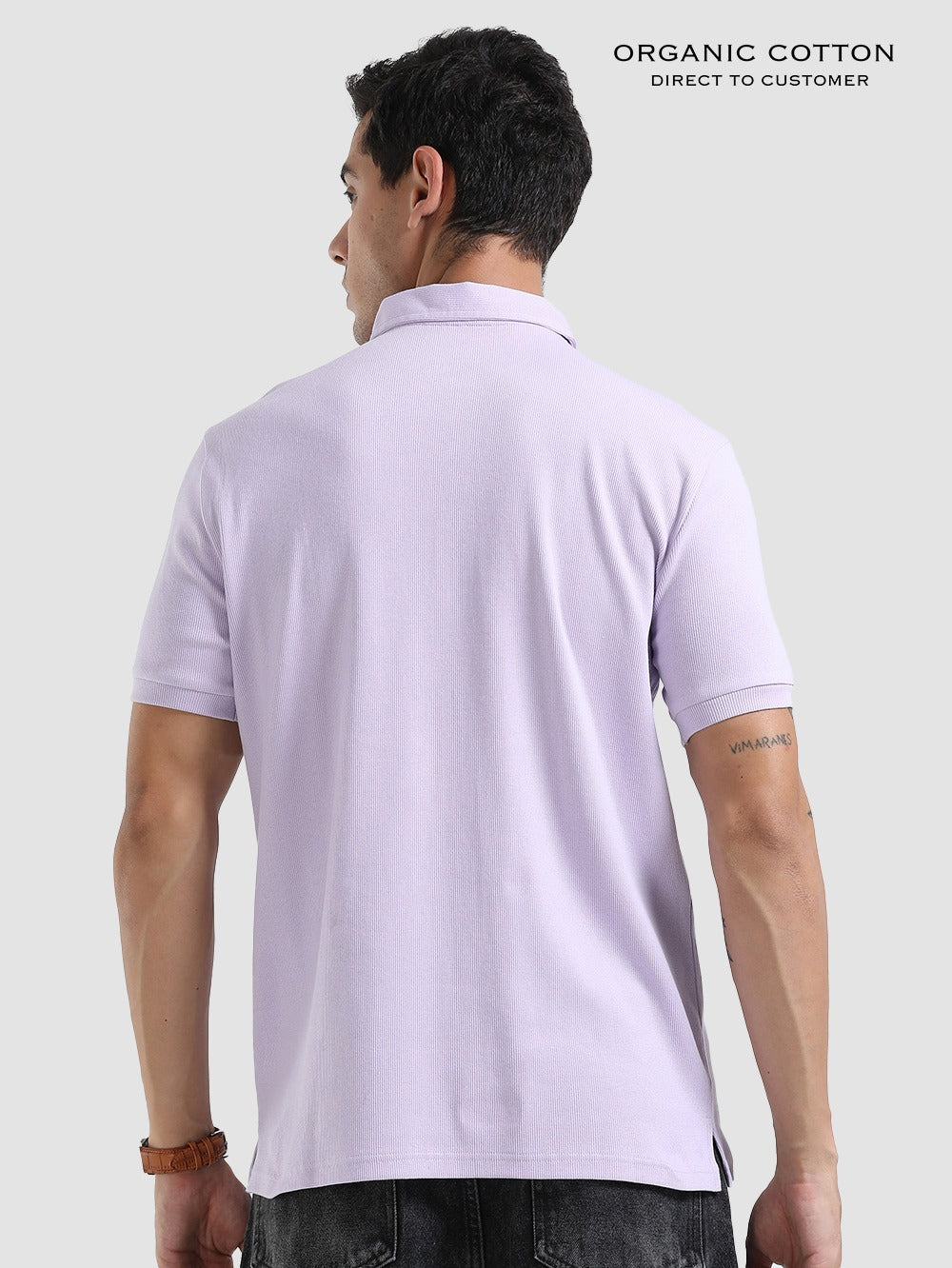 Organic Cotton Mens Ribbed Polo T-Shirt