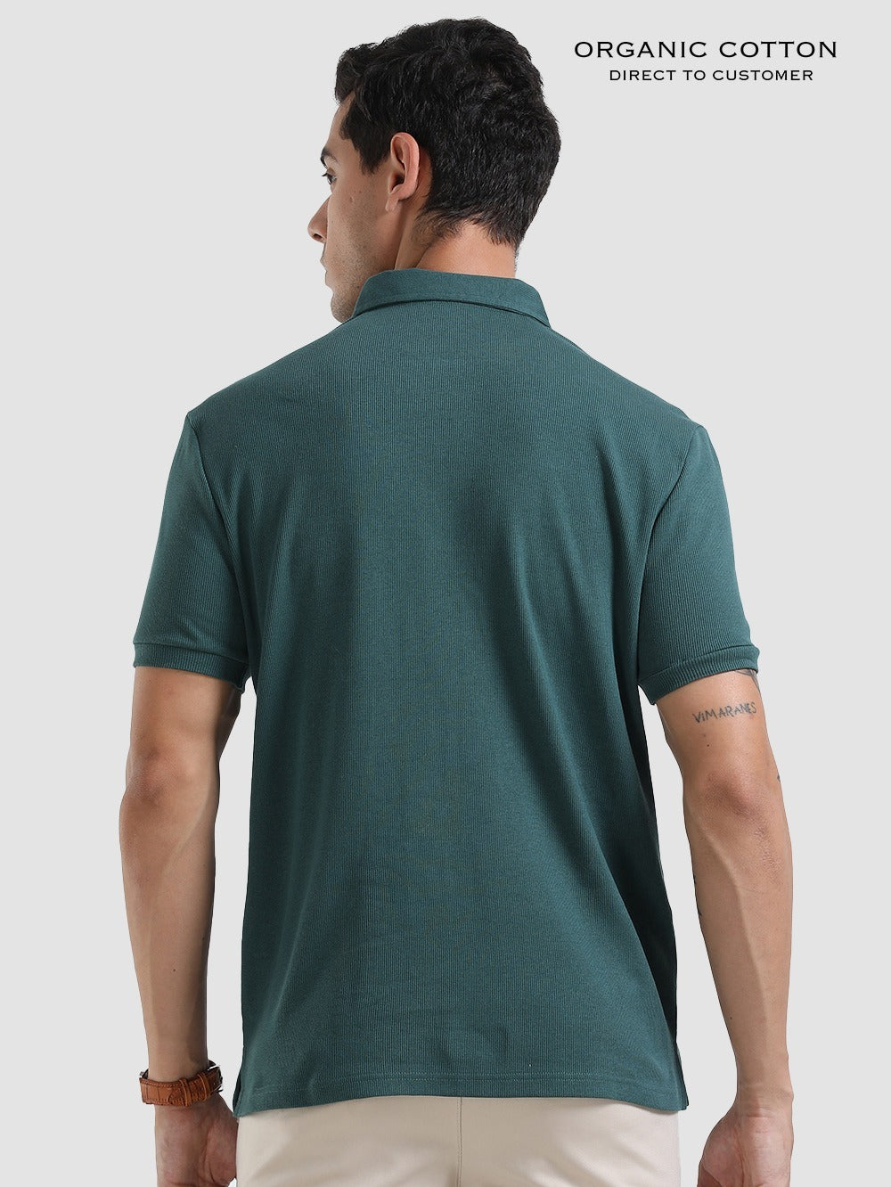 Organic Cotton Mens Ribbed Polo T-Shirt