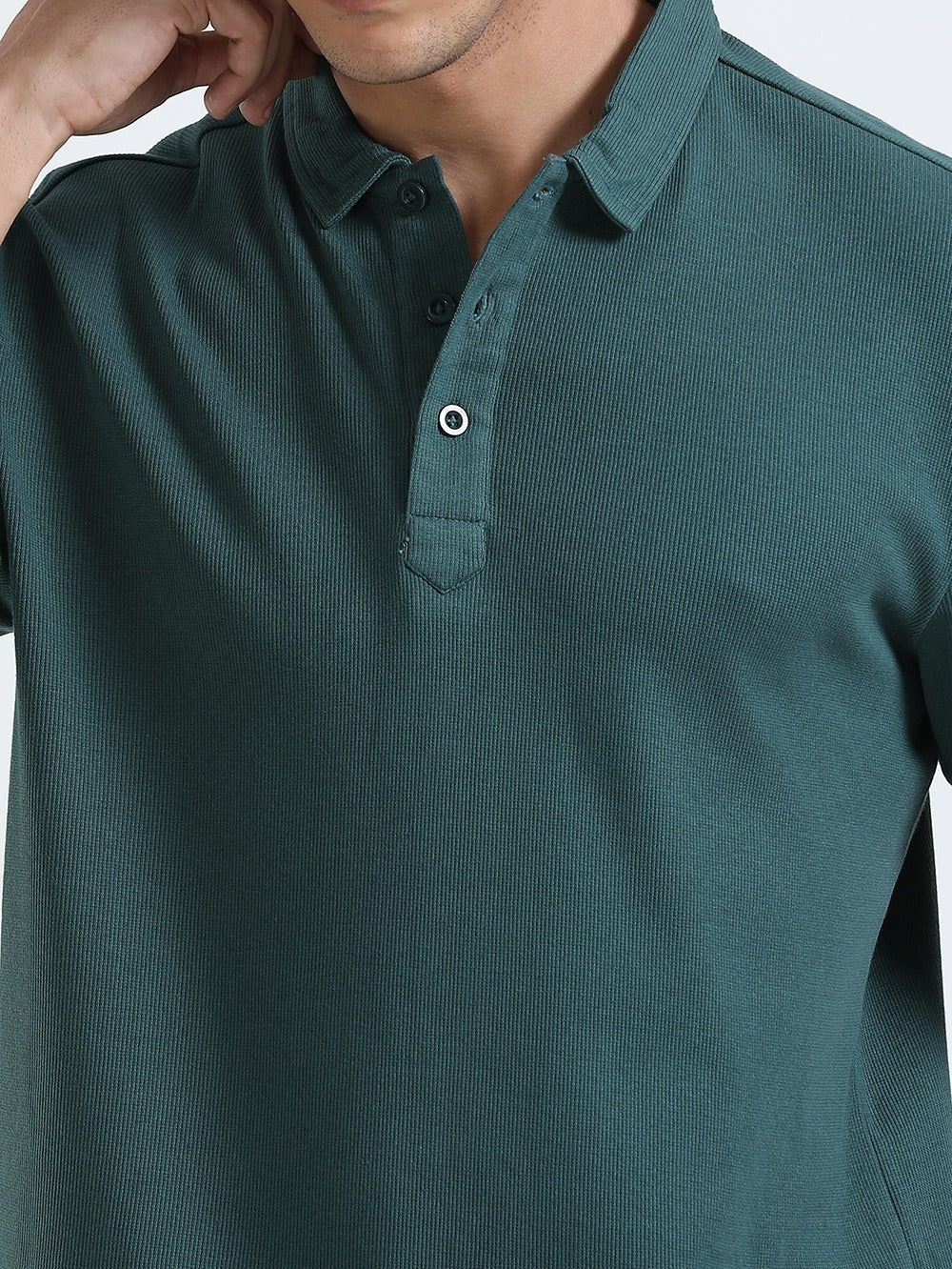 Organic Cotton Mens Ribbed Polo T-Shirt