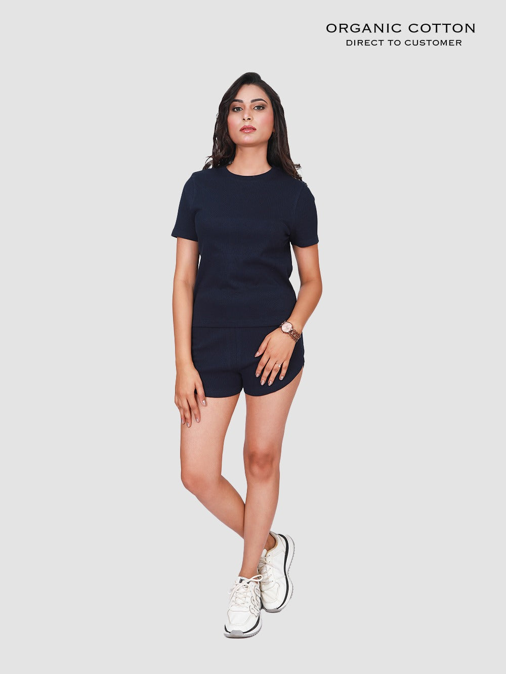 fragant lilac Organic Cotton Round Neck T-Shirt & Shorts Co-Ord Set