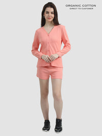 Burnt Orange Organic Cotton 3-Piece Rib Shorts Set