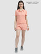 Peach Amber Organic Cotton Button-Up Rib Shorts Set