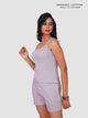 Gull Grey Organic Cotton Spaghetti Top Rib Shorts Set