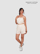 Beige Organic Cotton Spaghetti Crop Rib Shorts Set