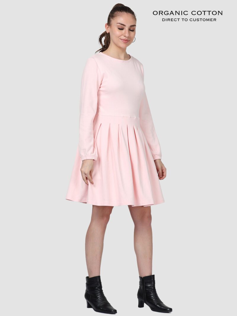 Light Pink Organic Cotton Pleated Elegance Dress