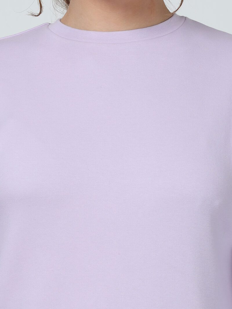 Fragant Lilac Organic Cotton Frill Hem Dress with Cuffed Sleeves