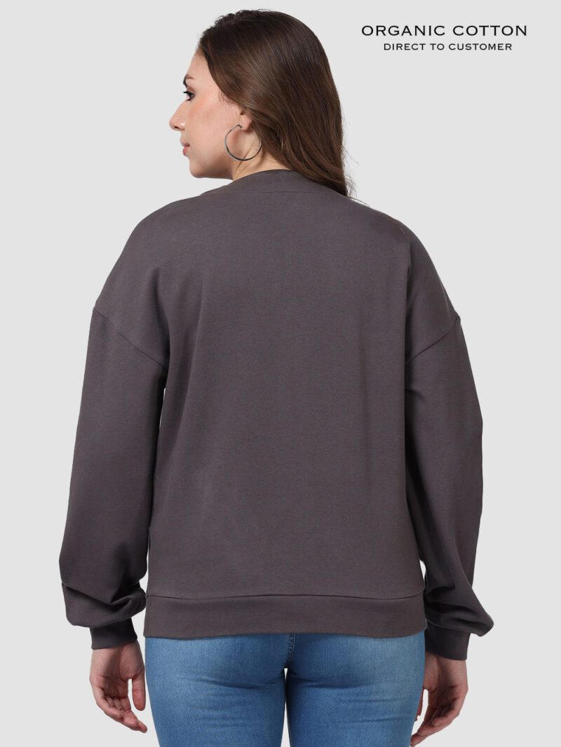 Dark Grey Organic Cotton Button-Up Cardigan with Utility Pockets