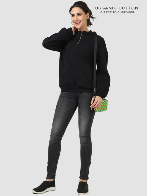Black Luxe Comfort Zip-Up Hoodie