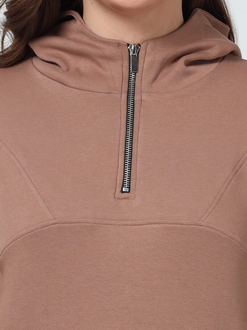 Wood Brown Luxe Comfort Zip-Up Hoodie