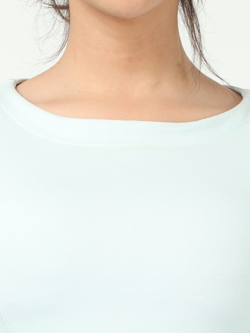 Sky Light Organic Cotton Pleated Midi Dress with Half Sleeves