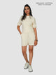 Beige Organic Cotton Bishop Sleeve Shorts Set