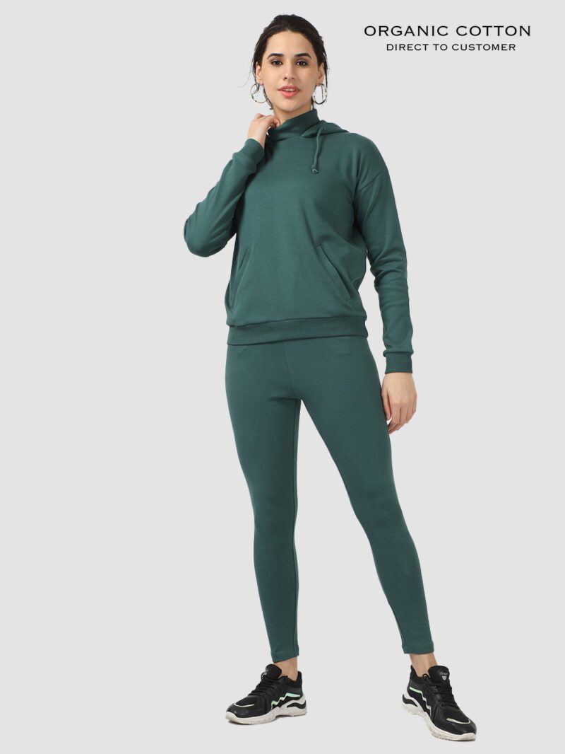 Bistro Green Elevate Ribbed High-Neck Hoodie