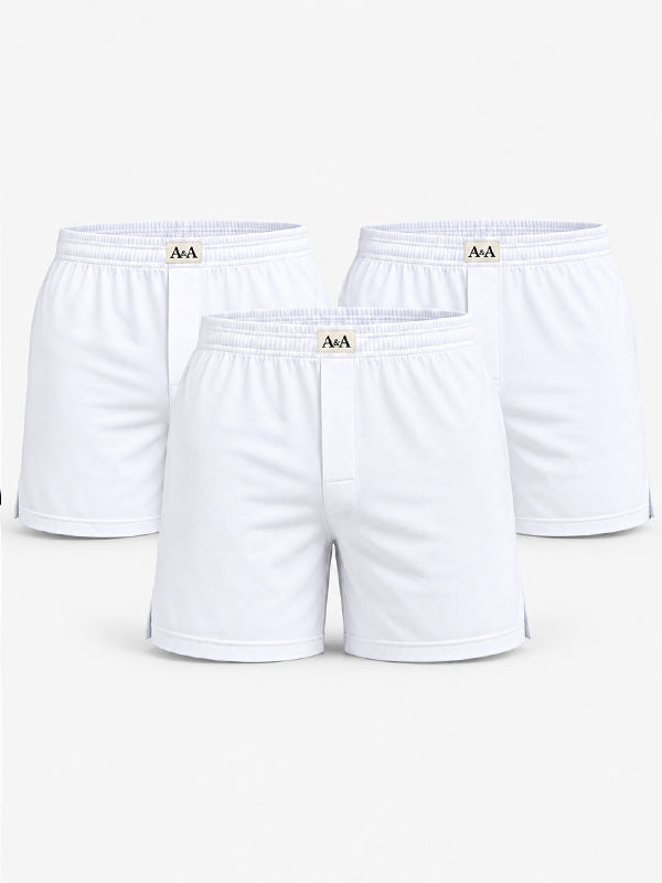 Organic Cotton Short Boxer for Mens - Pack of 3 (White,White,White)