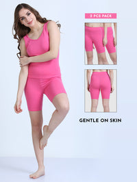Fandango Pink Premium Organic Cotton Cycling Shorts for Women. Pack of 2.