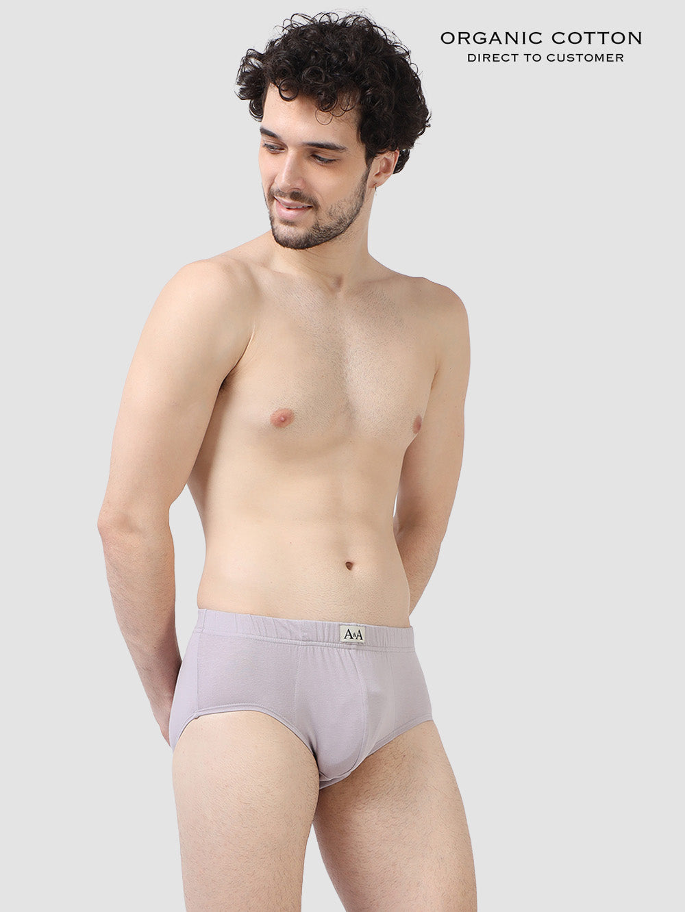 Mens Organic Super soft Cotton Elastane stretch Brief with Fabric covered Waistband