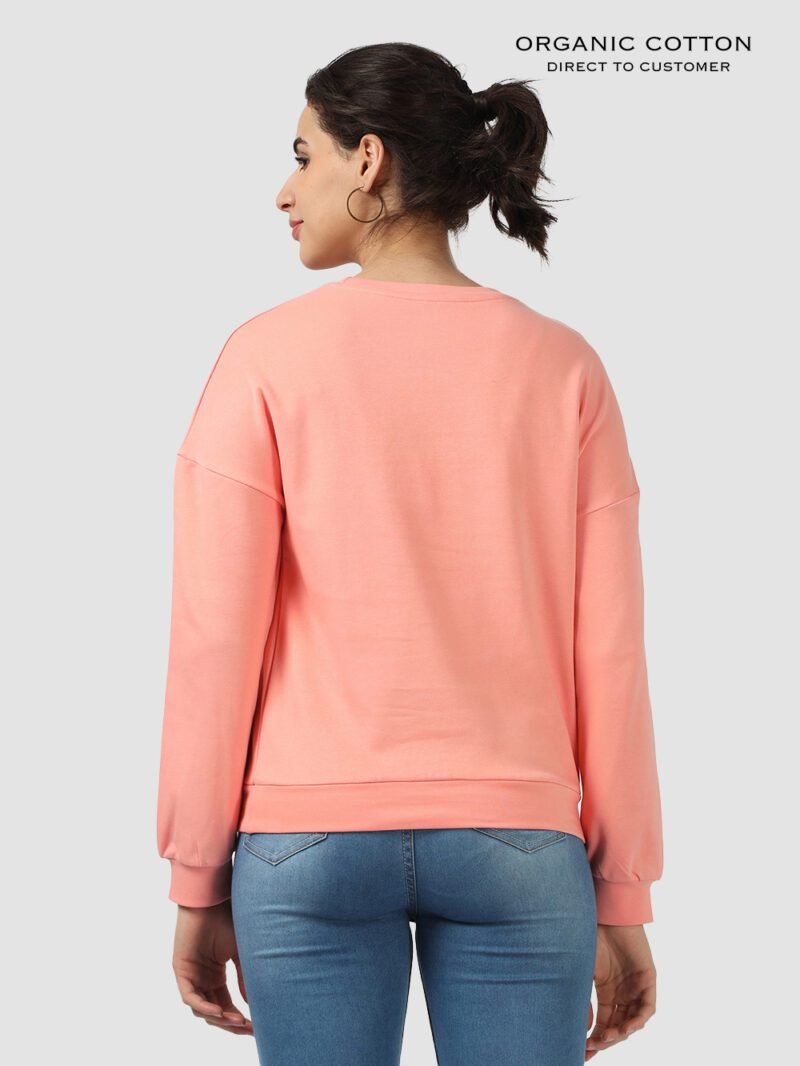 Mid Coral Relaxed Fit Drop Shoulder Cotton Pullover
