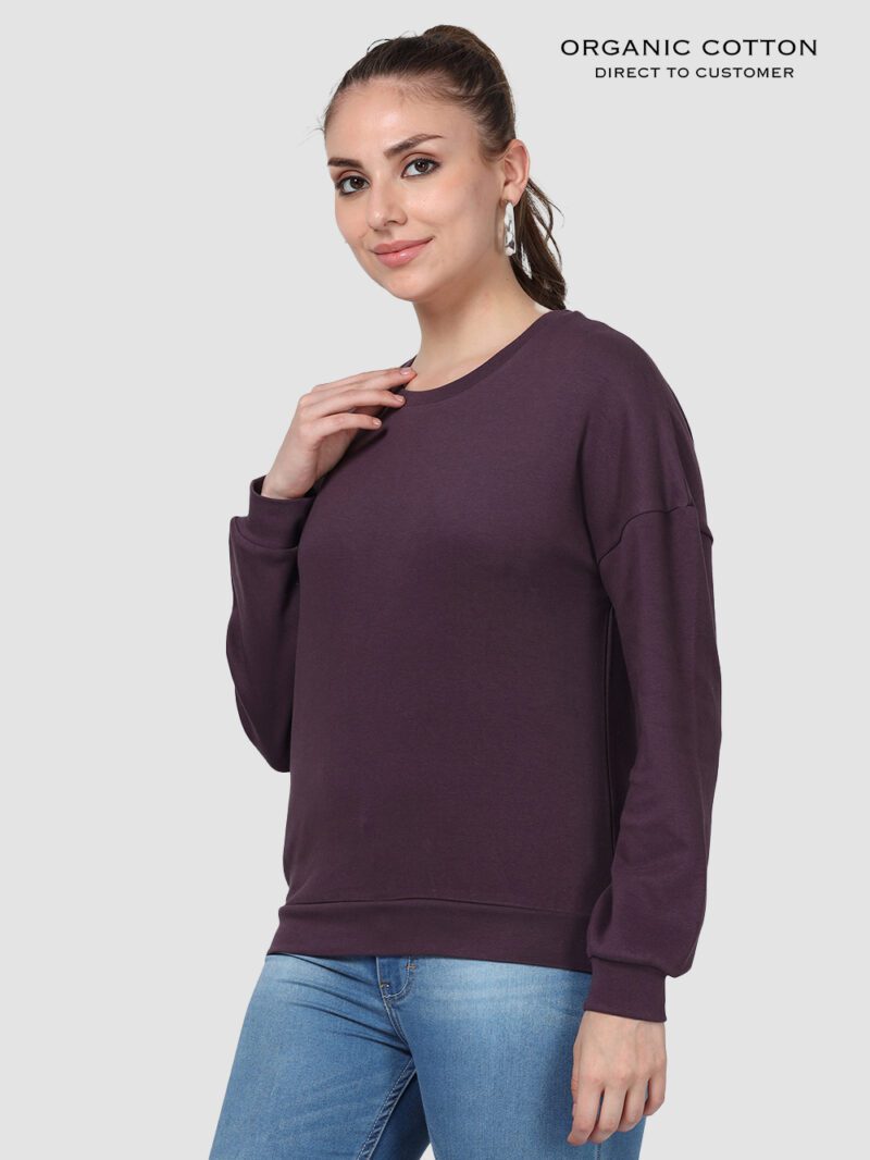Wine Relaxed Fit Drop Shoulder Cotton Pullover