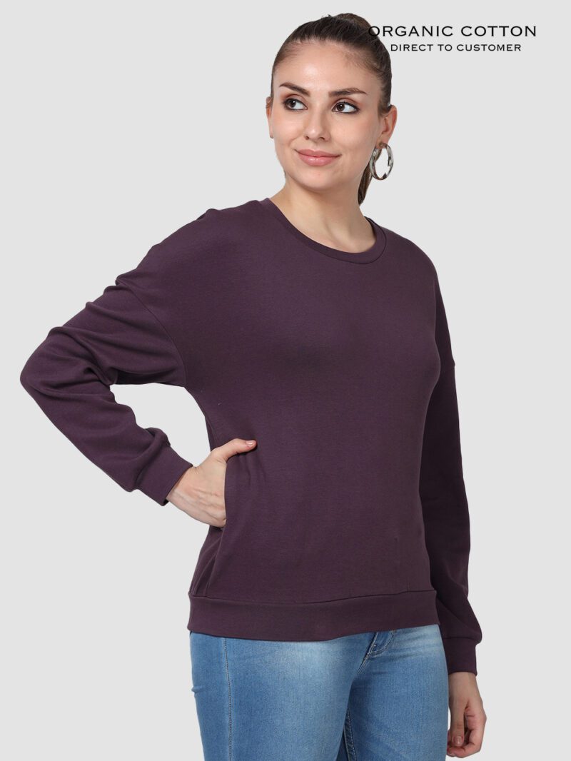 Wine Relaxed Fit Drop Shoulder Cotton Pullover