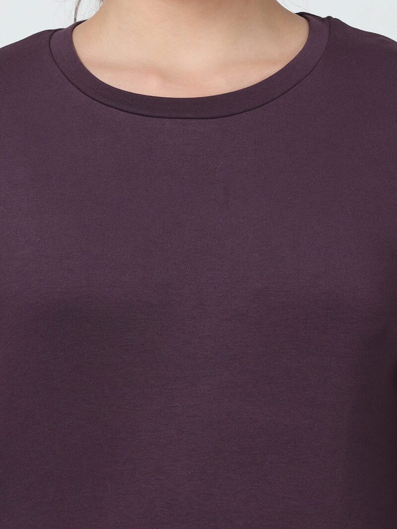 Wine Relaxed Fit Drop Shoulder Cotton Pullover