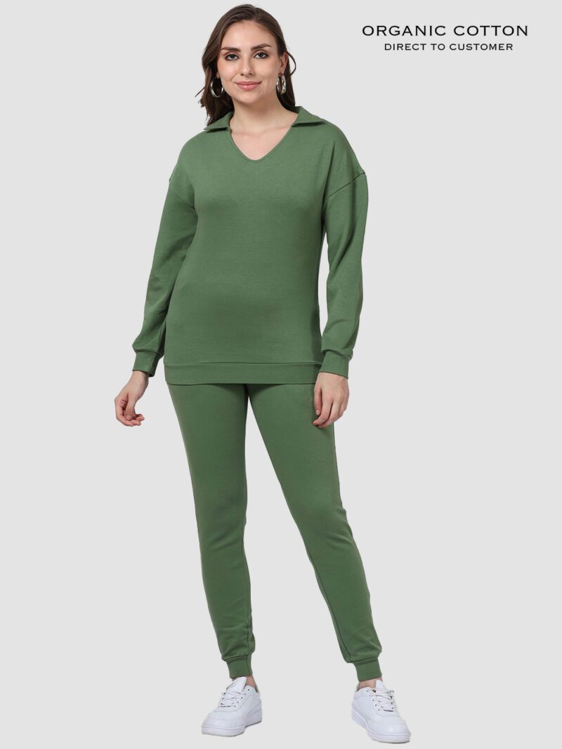 Olive Green Organic Cotton Womens Co - Ord Set