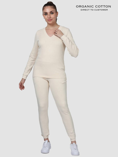 Beige Organic Cotton Womens Co - Ord Set