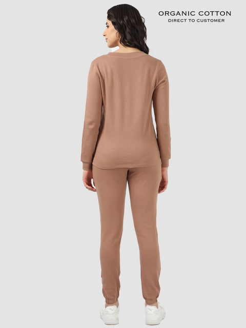 Wood Brown Organic Cotton Womens Co - Ord Set