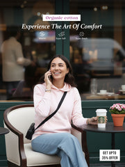 Light Pink A & A Womens Casual Hoodie in Organic Cotton