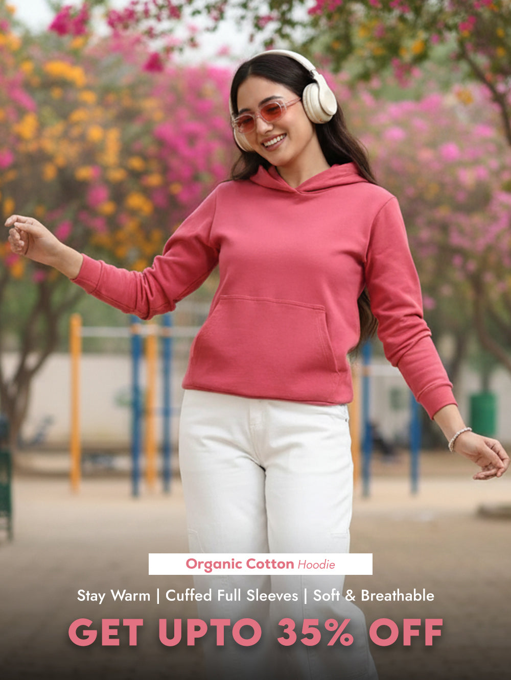 Magenta A & A Womens Casual Hoodie in Organic Cotton