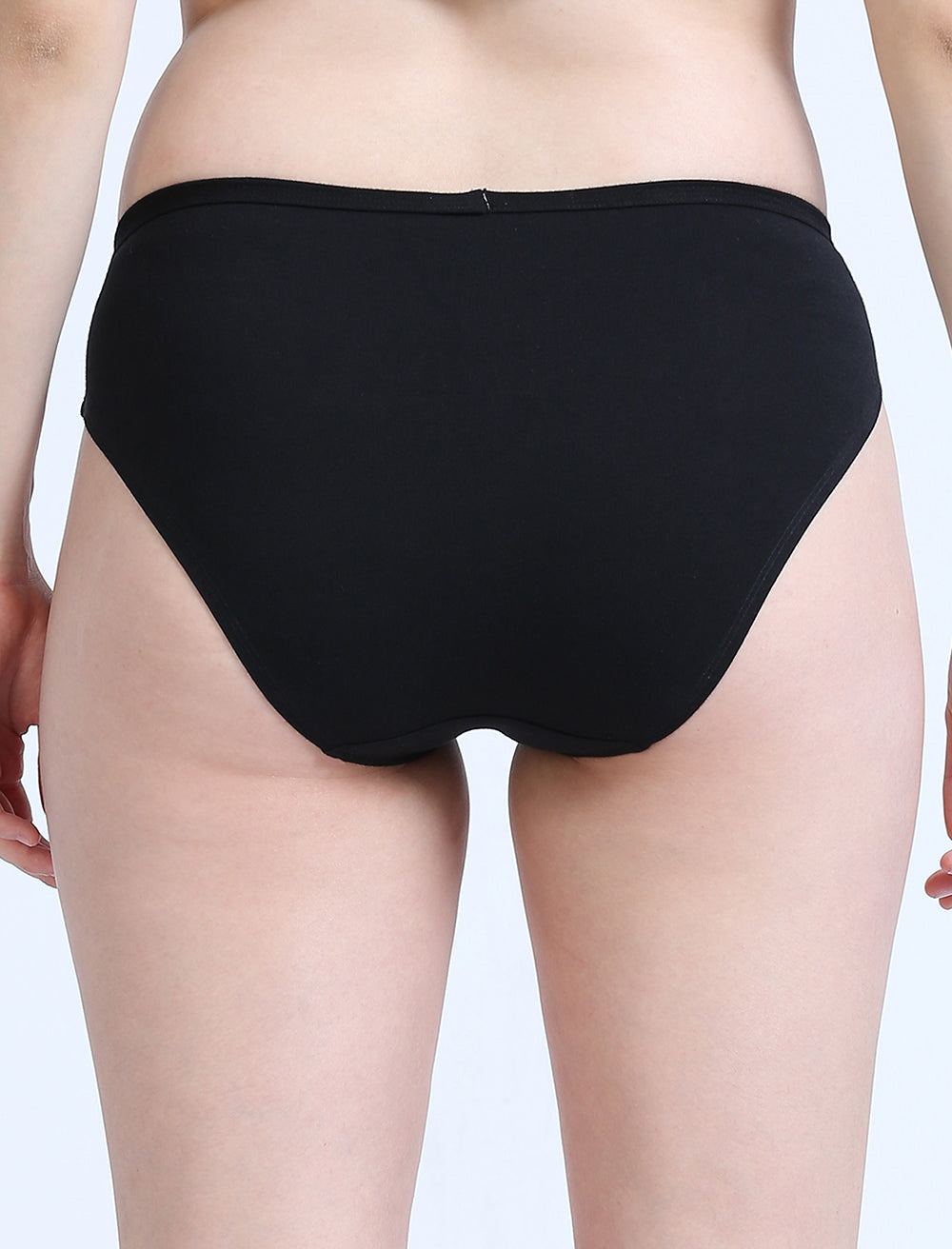 Black and Medieval Blue Organic Cotton Bikini Panty for Women - Pack of 2