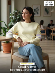Light Yellow A & A Organic Cotton Casual Pullover for Women